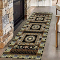 Luxury Greek Key Runner Rug, Modern Black Gold Rugs by Unknown