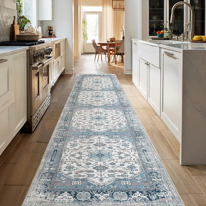 XWZO Runner Rug 2x10ft for Long Hallways, Washable Non-Slip Low Pile Area Rug by XWZO