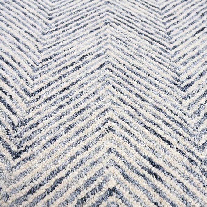 Modern Herringbone Chevron Collection Handcrafted Wool Area Rug - Image 5