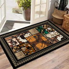 Floral Tropical Patchwork Area Rug 5x7ft, Vintage Black & Brown Country Carpet - Image 4