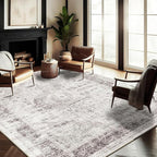 Washable Area Rug 8'x10' Floral red Boho Design Non-Shedding Non-Slip Easy Care by CHAMPLANT