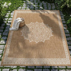 CAMILSON Outdoor Rug 6x9 Medallion Natural Modern Area Rugs by CAMILSON