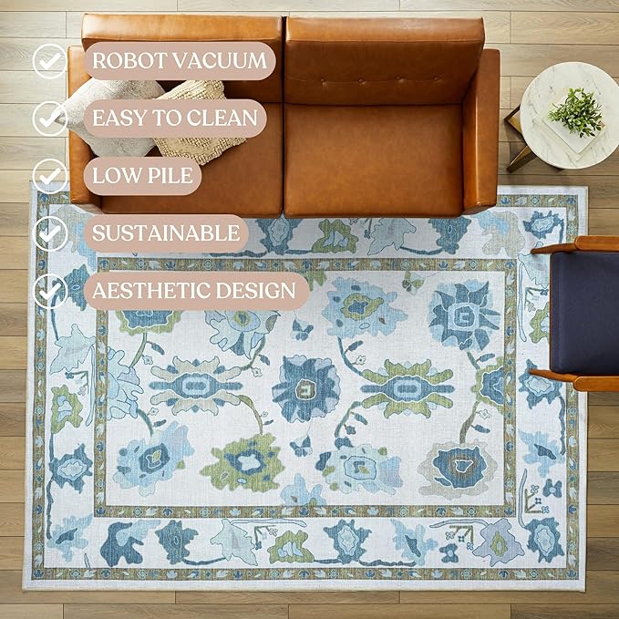 Fame Living Green Oushak Rug, Modern Small Rugs, Door Mat, Doormat - Image 5