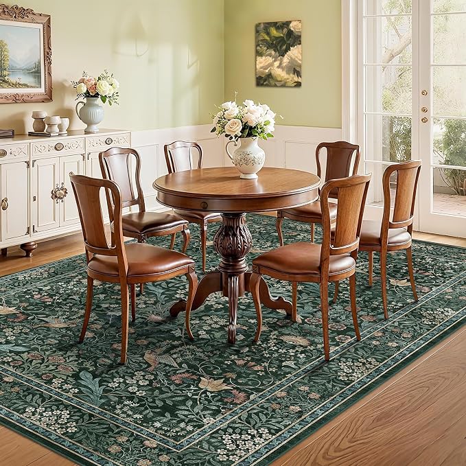 6x9 Floral Washable Area Rug for Living Room, Vintage Boho Rugs for Bedroom - Image 2