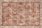 Phantoscope Washable Area Rug 4'x6' Non-Slip, Vintage Neutral Xmas Rugs - Image 3
