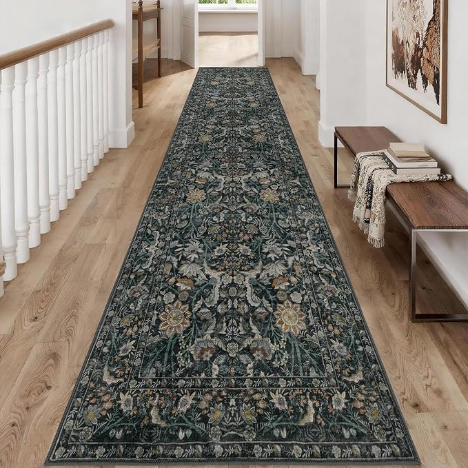 Washable Runner Rug 2x10: Vintage Boho Floral Carpet Runners - Image 7