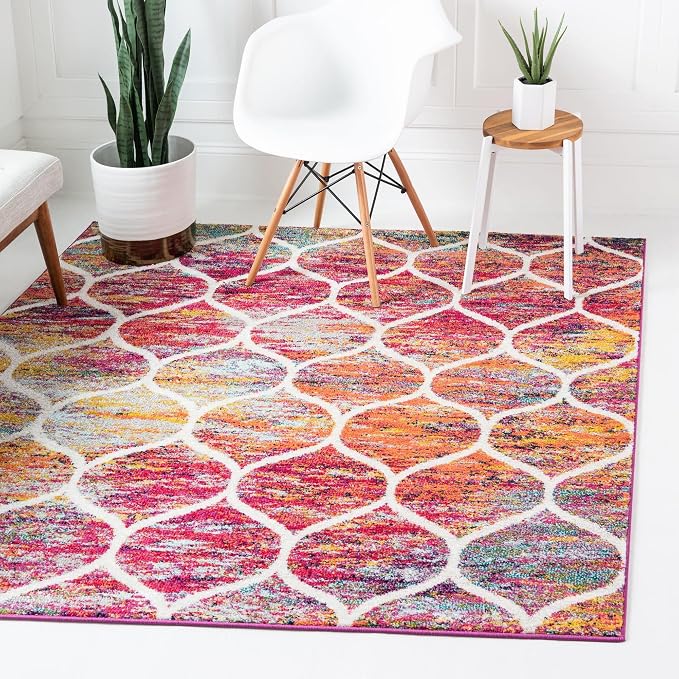 Rugs.com Lattice Frieze Collection Rug – 8' Square Multi Medium Rug Perfect - Image 2