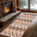 Brown Pink White Wave Runner Rug, 2x6ft Soft Tone Hallway Decor Carpet by LGGLOVELIN