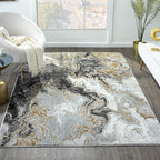LUXE WEAVERS Marble Swirl Abstract Area Rug, Smoke 5x7 by LuxeWeavers