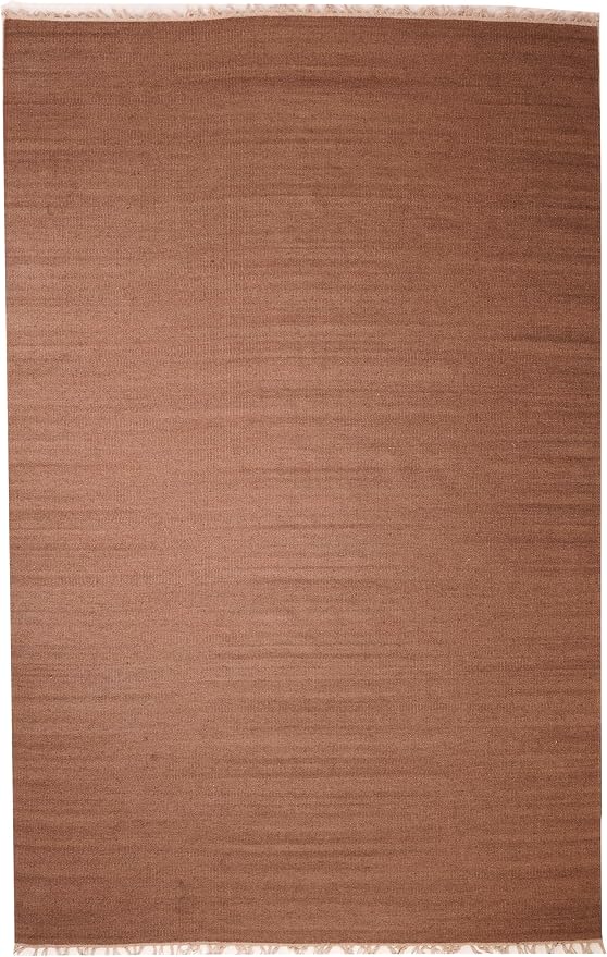 Rugsotic Carpets Hand Woven Flat Weave Kilim Wool 5'x8' Area Rug Solid Light - Image 2