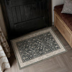HUGEAR 2x3 Entryway Rug Machine Washable Area Rug Black Beige Small Rugs Door by HUGEAR