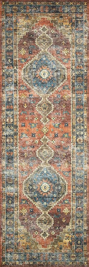 Loloi II Skye Collection SKY-07 Terracotta/Sky 5'-0" x 7'-6" Area Rug - Image 6