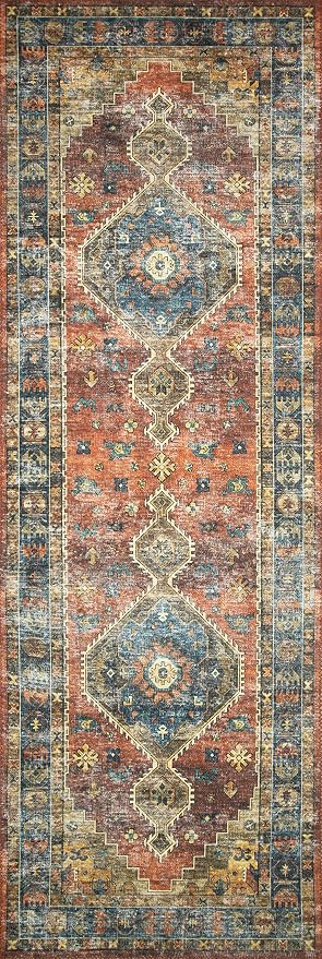 Loloi II Skye Collection SKY-07 Terracotta/Sky 3'-6" x 5'-6" Accent Rug - Image 5