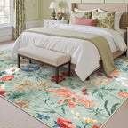Green Area Rug 8x10 Floral Washable Living Room Kitchen Boho Carpet Non Slip - Image 7