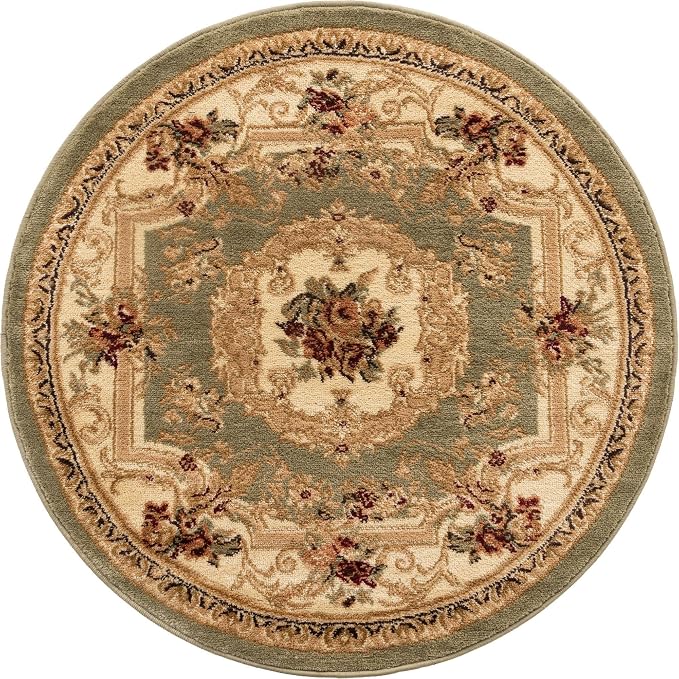 Rugs.com Chateau Collection Rug - 3 Ft Round Green Medium Pile Rug - Image 3