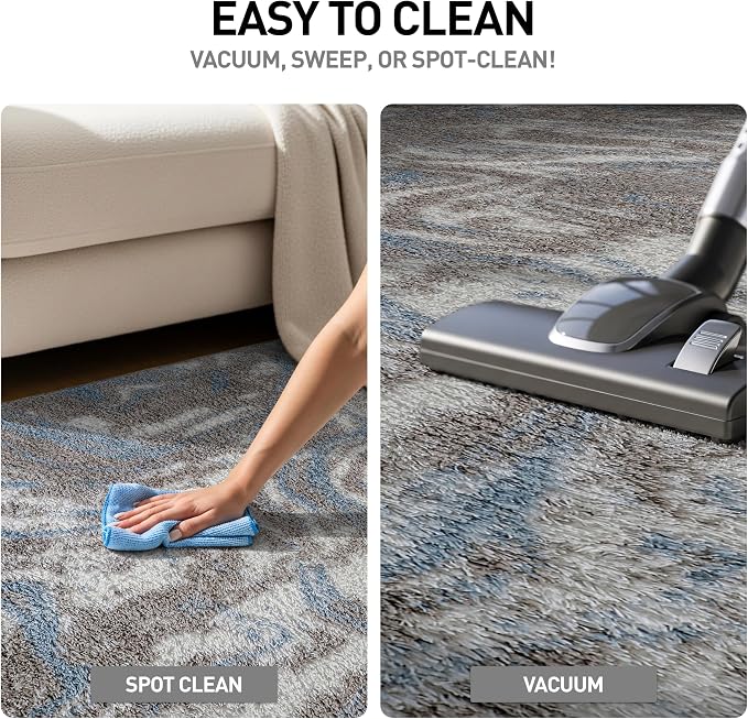Rugshop Abstract Marble Shag Area Rug Blue 4' x 6' Ideal - Image 8