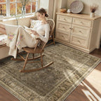 HelloTree Vintage Area Rug 4x6 Brown Entryway Office Washable Carpet Non Slip - Image 3