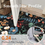 Floral Runner Rug 2x5 Washable Hallway Long Black Bedroom Carpet Non Slip - Image 3