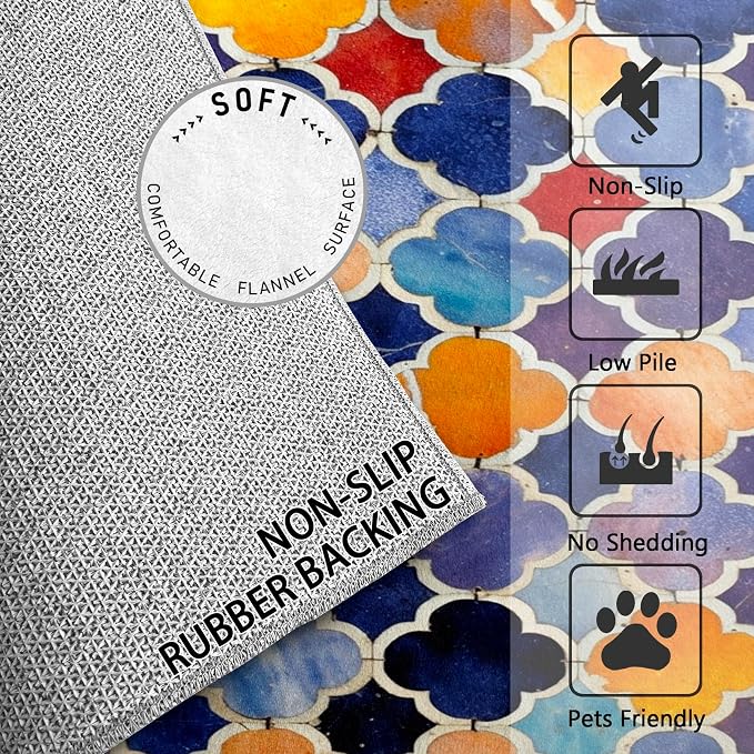 Moroccan Rugs for Living Room -Moroccan Trellis Rug, 3x5 ft, Colorful Geometric - Image 5
