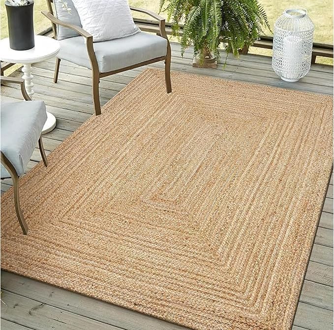 Handwoven Jute Rug for Home Décor, Boho Reversible Braided Carpet, Ethnic - Image 5