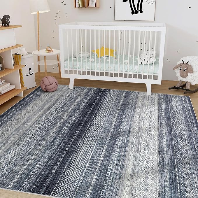 Nakagishi Area Rug Living Room Rugs: 7x9 Machine Washable Boho Large Neutral - Image 7