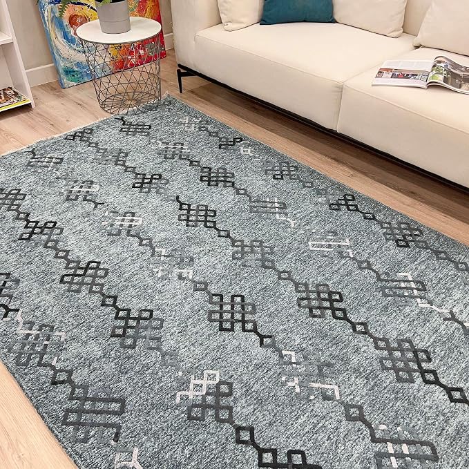 Alfa Rich 4x6 Bluish Gray Washable Area Rugs - Image 5
