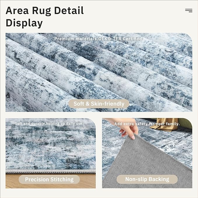2x3 Abstract Washable Rugs for Kitchen, Powder Room Small Area Rug Non-Slip - Image 6