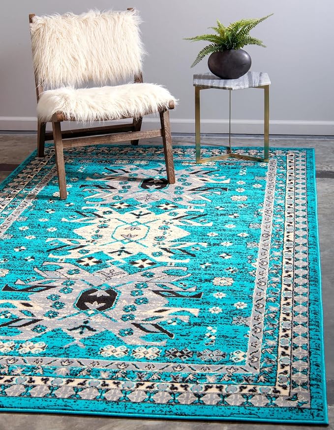 Unique Loom Taftan Collection Border Geometric Tribal Inspired Design Area Rug by UniqueLoom