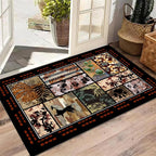 Rustic Cabin Area Rug 3x4ft, Animal & Moroccan Plaid Pattern Vintage Boho Carpet - Image 4
