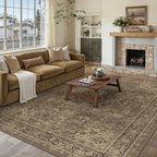 6x9 Brown Washable Vintage Area Rug by WondRg