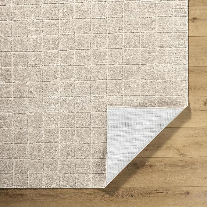 Livabliss x Our PNW Home Cascade Minimalist Grid Area Rug, Light Beige - Image 3