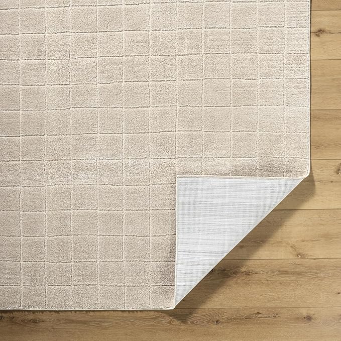 Livabliss x Our PNW Home Cascade Minimalist Grid Area Rug, Light Beige - Image 4