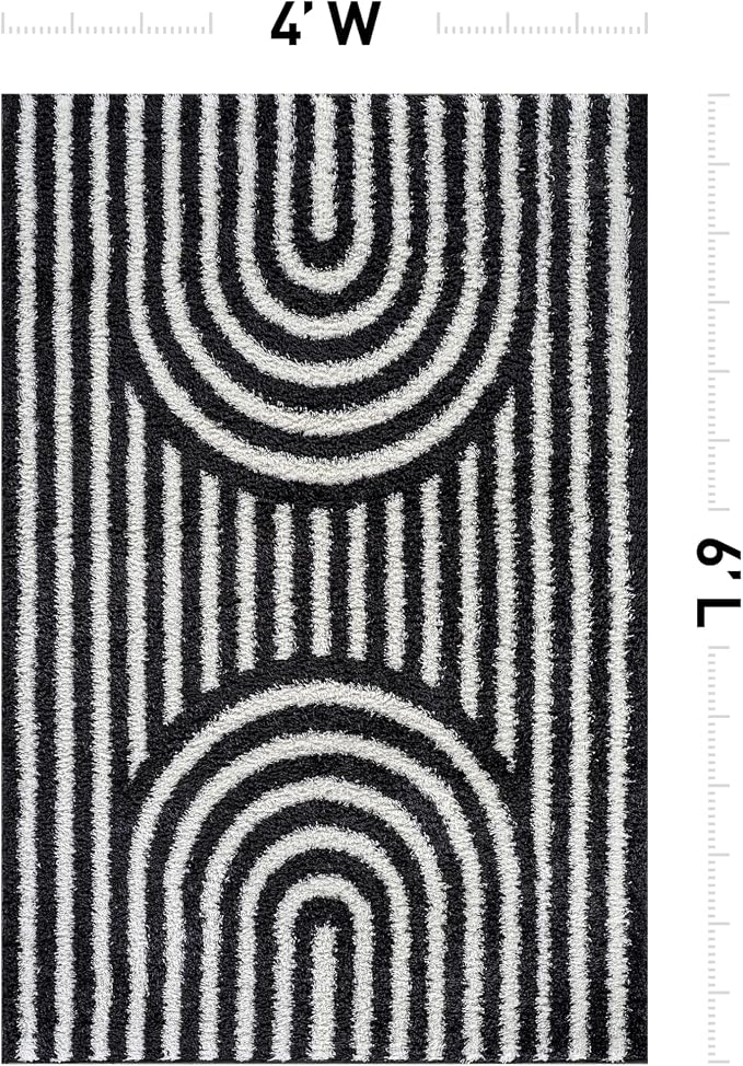 Rugshop Abstract Arch Shag Area Rug Anthracite Dark Gray 4' x 6' Ideal - Image 2