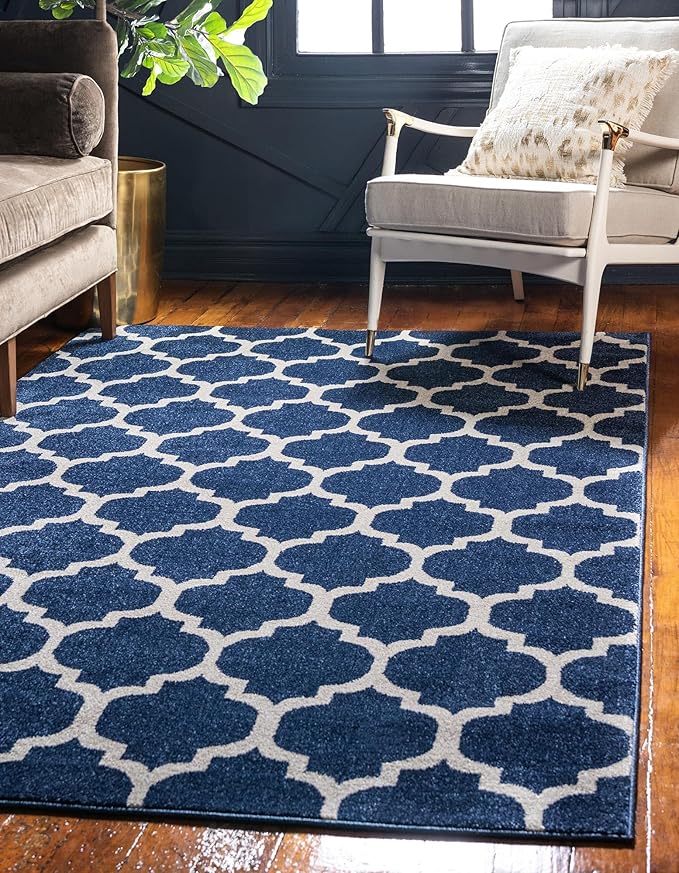 Rugs.com Lattice Collection Rug – 3' x 5' Dark Blue Medium Rug Perfect by Rugscom