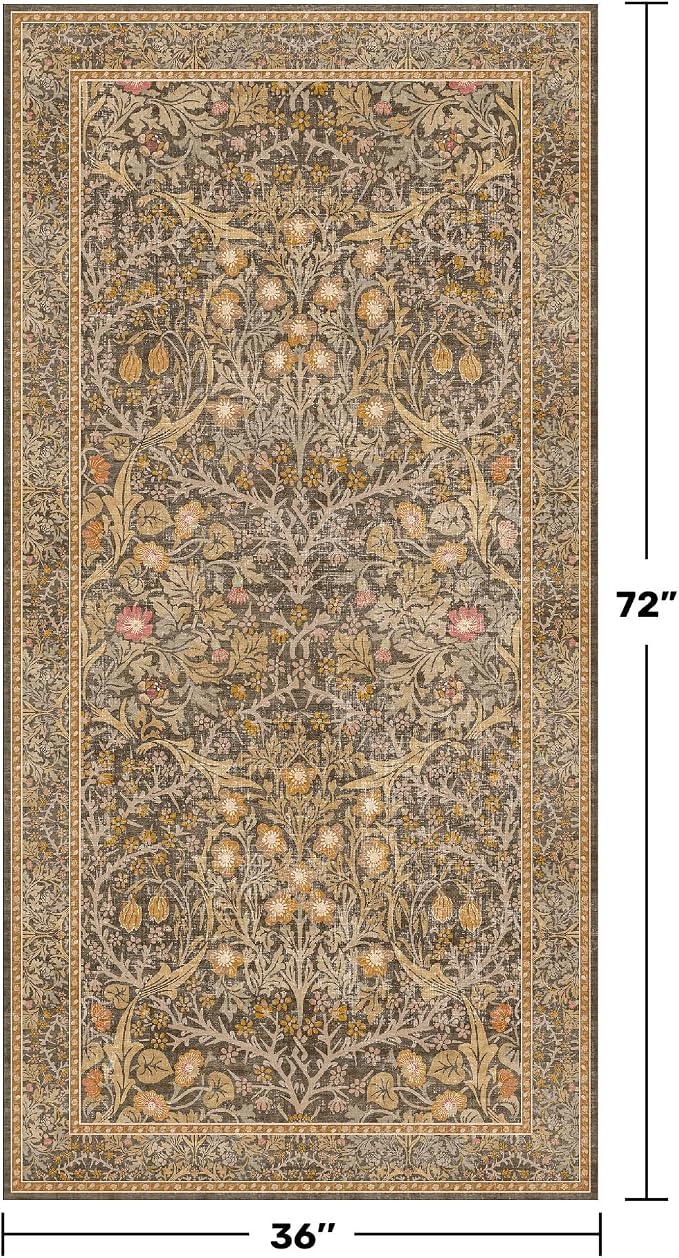 Vintage Brown 3x6 Area Rugs for Large Entryway, Bedroom Beside Rug, Laundry Room - Image 2