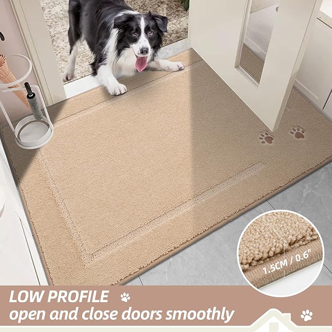 BEQHAUSE Dog Door Mat for Muddy Paws 32"x48" Dirt Trapper Absorbent Doormat Non - Image 8