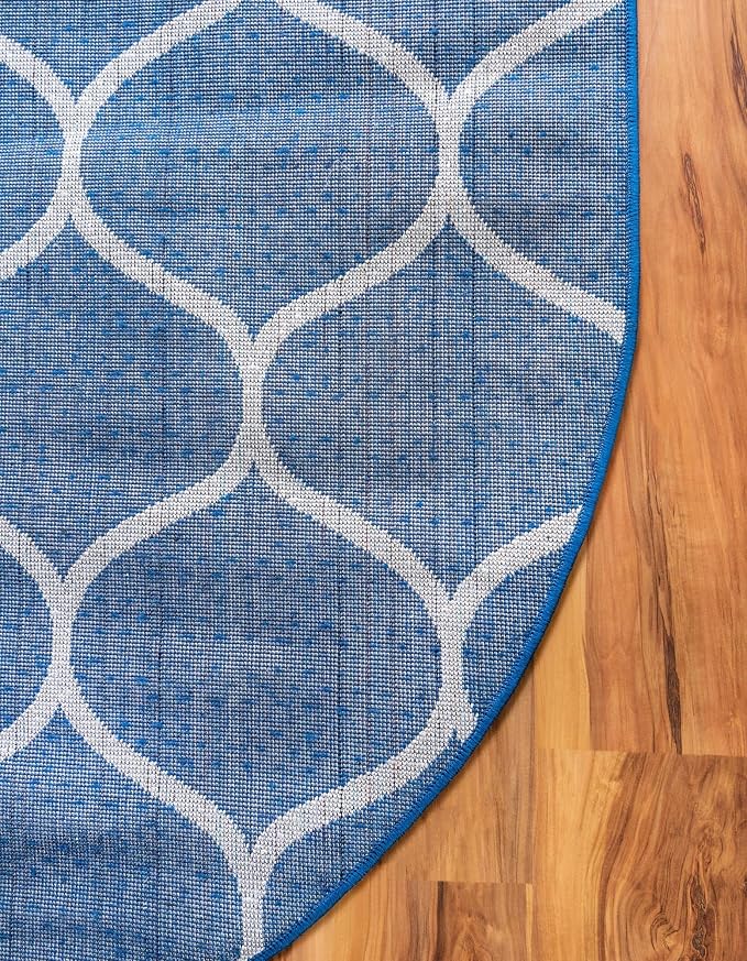 Rugs.com Lattice Frieze Collection Rug – 4' x 6' Oval Navy Blue Medium Rug - Image 9
