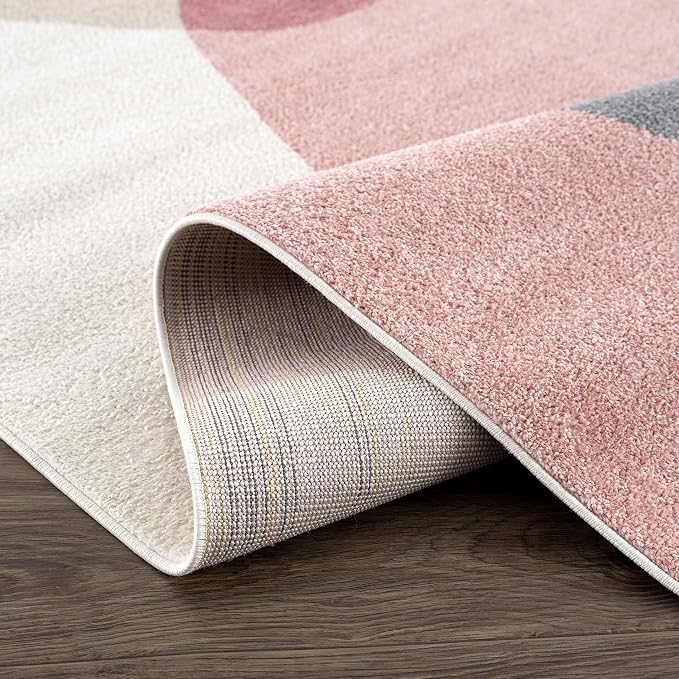 Abani Rugs Cream and Pink 4 ft. X 6 ft. Contemporary mid-Century Rug - Image 5