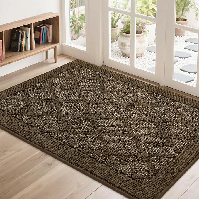 COSY HOMEER Non-Slip Door Mat 32"x48", Entryway Rugs Low Profile Absorbent Dirt by COSYHOMEER