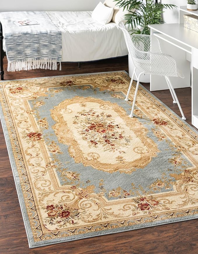 Rugs.com Chateau Collection Rug – 3' x 5' Light Blue Medium Rug Perfect - Image 4