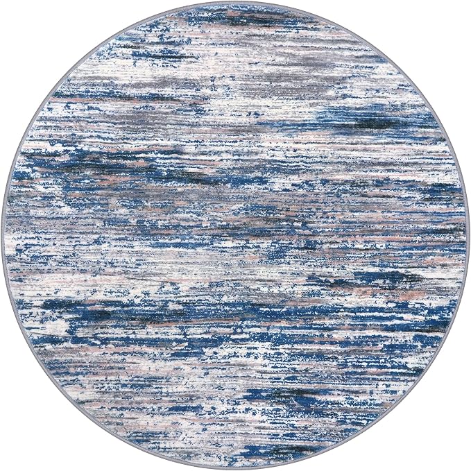 5' Round Rug Washable Rug for Entryway, Neutral Vintage Circle Rugs for Living - Image 8
