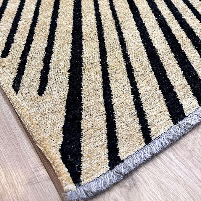 Alfa Rich 3x5 Geometric Beige Black Washable Area Rugs - Image 4