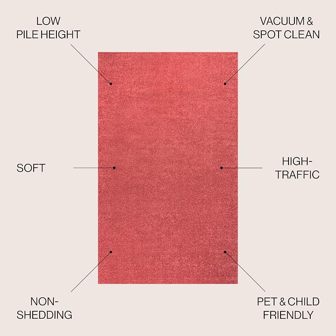 JONATHAN Y Haze Solid Low-Pile Red Indoor Area Rug 6x9, Minimalist, - Image 3