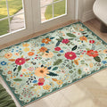 2x3 Washable Rug for Entryway, Floral Green Soft Small Area Rug, Non Slip by ARKIIKI