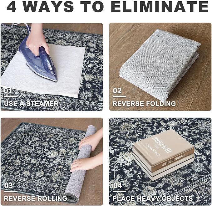 KILOCOCO Runner for Hallway 3x14 Runner Rug Printed Vintage Floral Washable Rug - Image 8