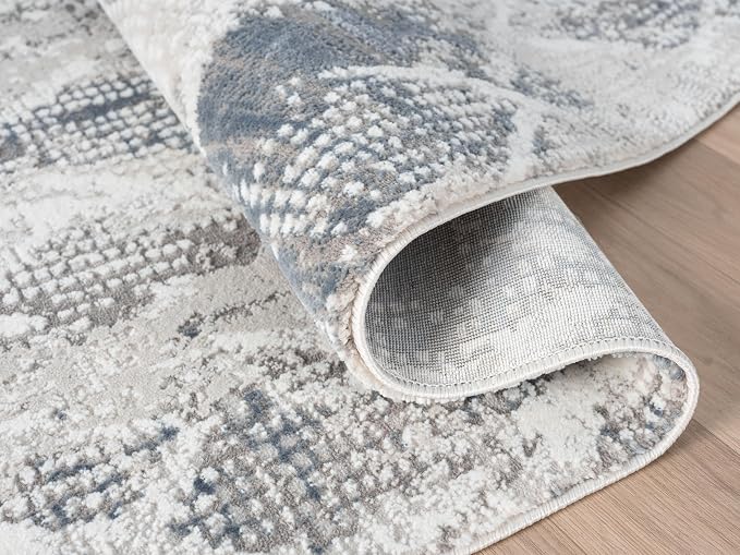 Adel Modern Area Rug for Living Room, 6x9 Rustic Distressed Abstract Blue Rug - Image 8