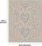 Bavni Floral Beige Pink Area Rugs 8x10, Vintage Boho Carpet Machine Washable - Image 2
