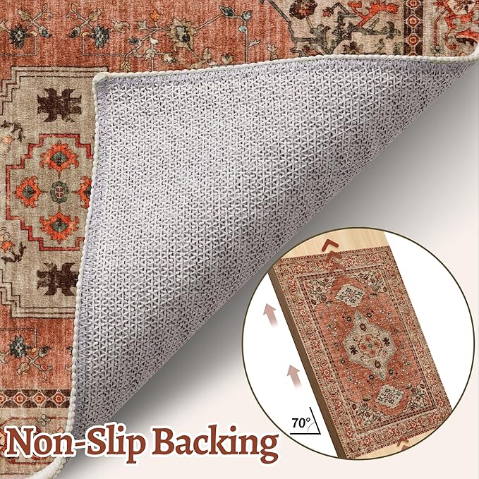Tangsoo 3x5 Rug, Washable Vintage Rugs Indoor Area Rug, Non Slip Accent Rug - Image 5