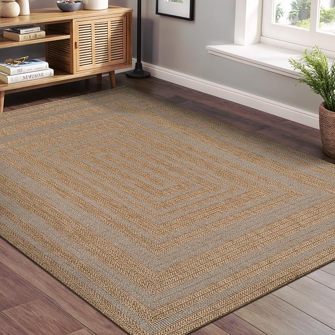 Beverly Rug Easy Jute Framed Border Rug 8x10 Washable Durable Indoor Outdoor - Image 5