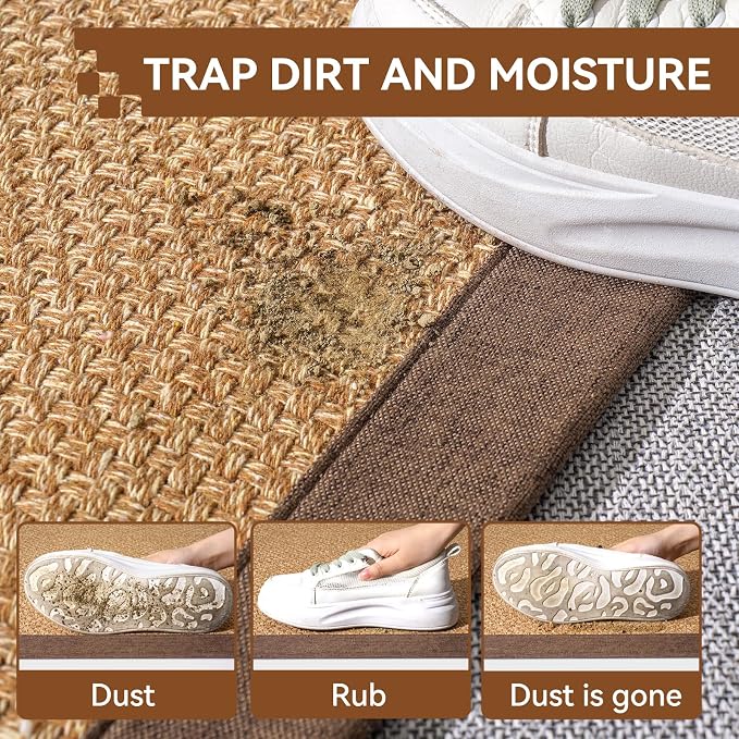 Front Door Mat 2'x3', Jute Like Non-Slip Indoor Mat Entrance, Woven Washable - Image 2